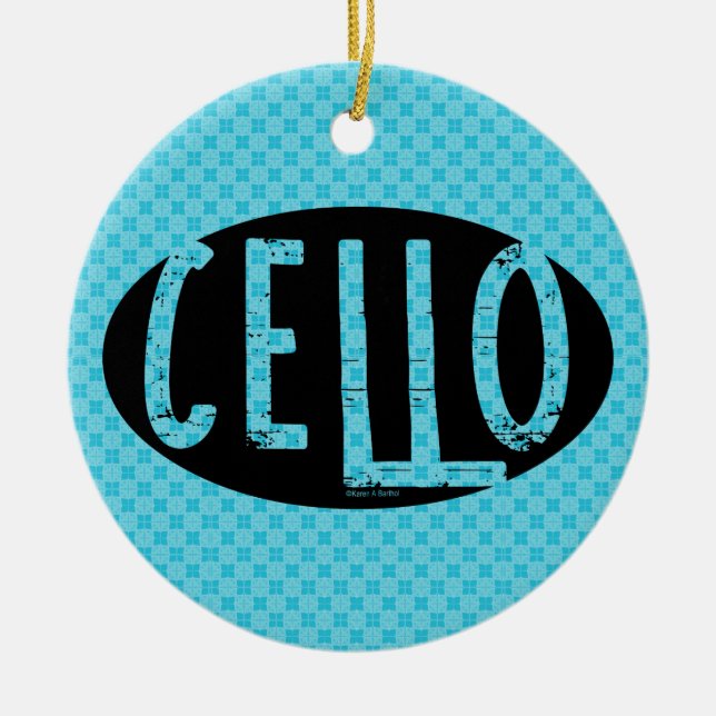Cello Oval Rough Text Keramik Ornament (Vorne)
