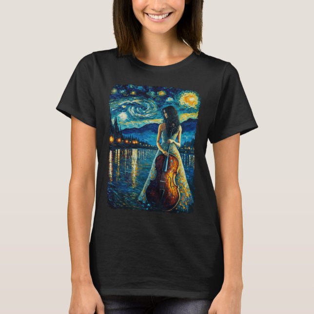 Cello Player Cellist Woman Orchestra Painting T-Shirt (Vorderseite)