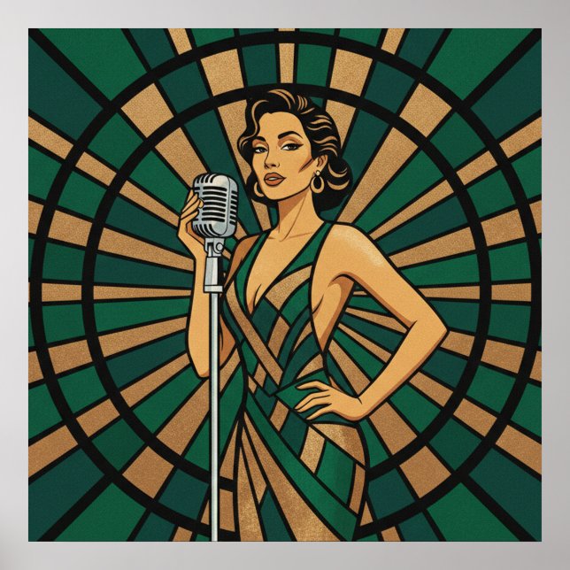 Cello Player Poster Elegant Stained Glass Music  (Vorne)