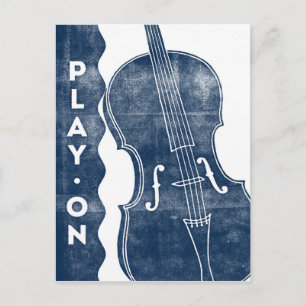 Cello-Postkarte - Vintage Retro Marineblau Weiß Postkarte