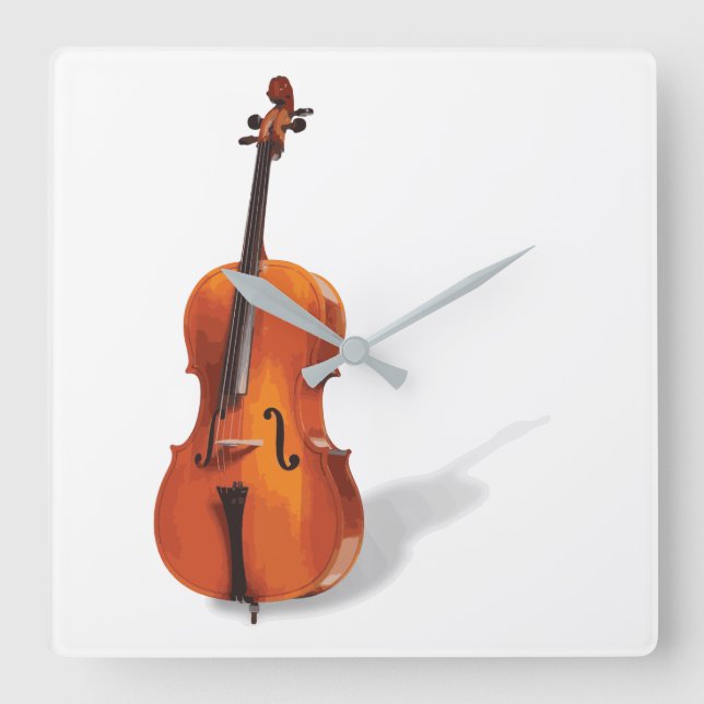 Cello Quadratische Wanduhr (Vorderseite)