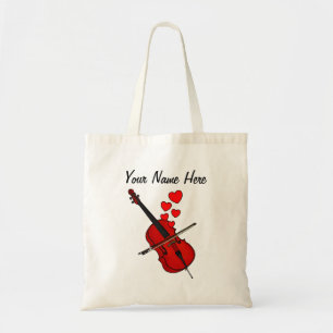 Cello Red Hearts Cellist Musician Custom Tragetasche