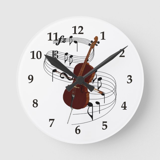 Cello Runde Wanduhr (Vorderseite)
