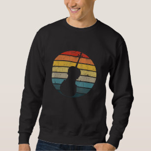 Cello-Silhouette auf einem gestörten Retro-Sonnenu Sweatshirt