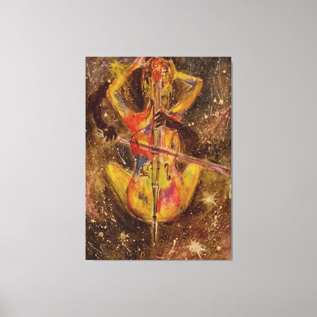 Cello Space Sonata Canvas Print - Abstrakte Malere Leinwanddruck (Vorderseite)