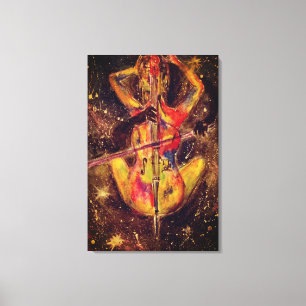 Cello Space Sonata Leinwanddruck Dame mit Cello