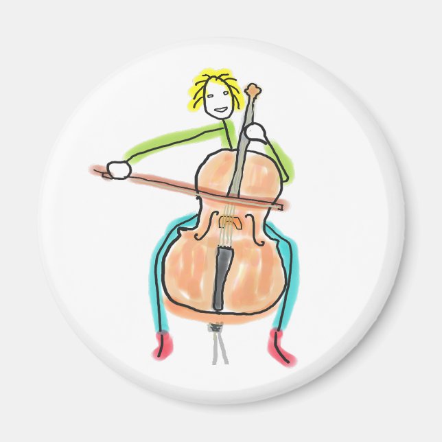 Cello spielender Stockmann Magnet (Vorne)