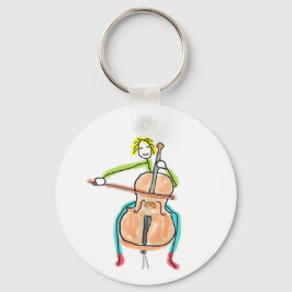 Cello spielender Stockmann Schlüsselanhänger