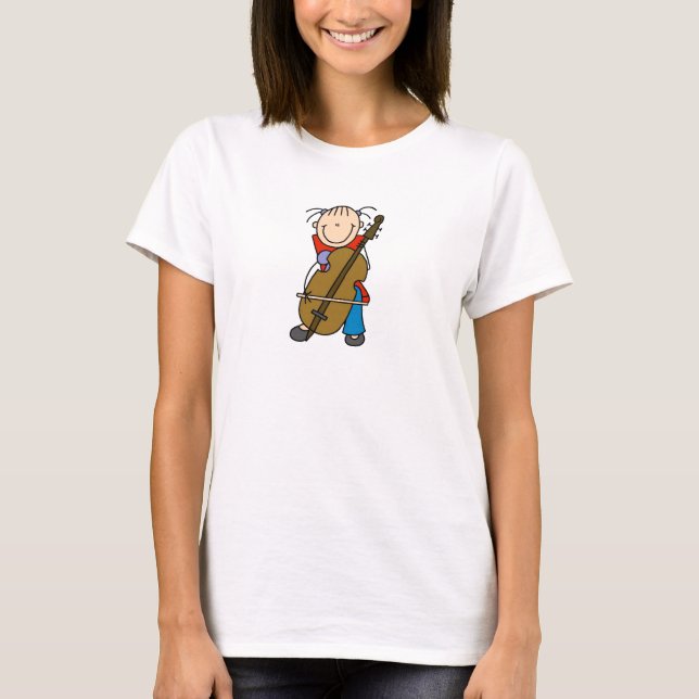 Cello-Spieler-Strichmännchen-Shirt T-Shirt (Vorderseite)