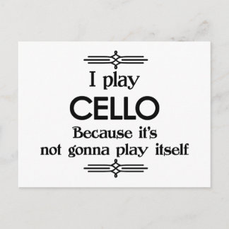 Cello - Spielt sich selbst lustige Deco-Musik Postkarte