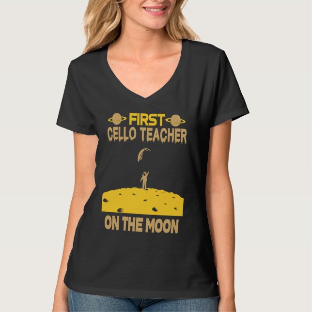 Cello Teacher On The Moon T-Shirt (Vorderseite)
