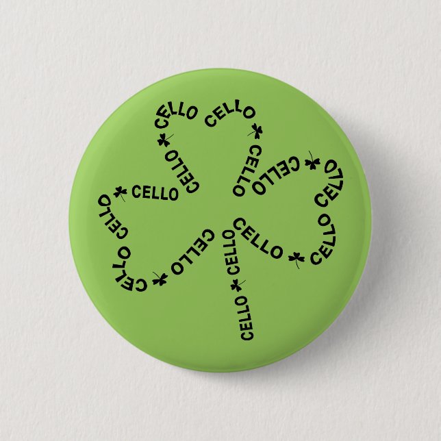 Cello Text-Kleeblatt Button (Vorderseite)