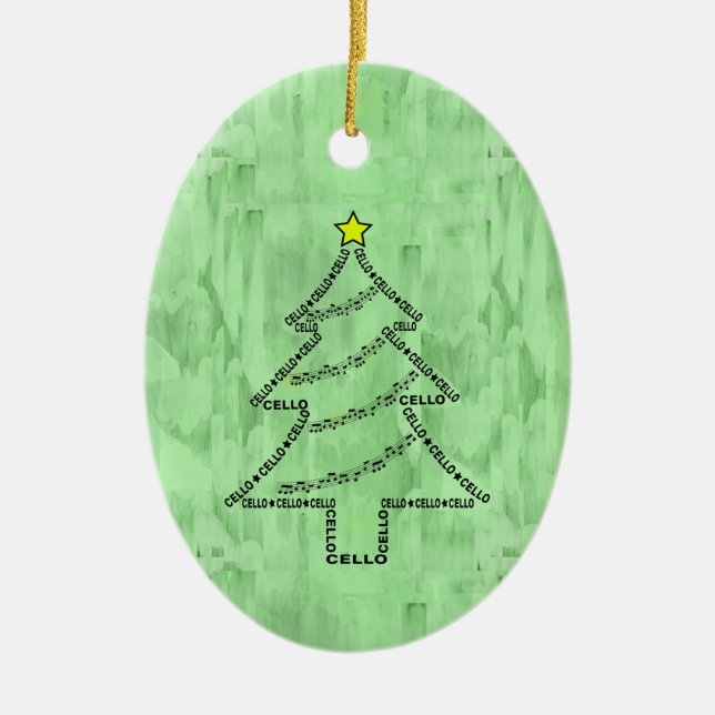 Cello Text Weihnachtsbaum Keramik Ornament (Vorne)