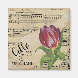 Cello Tulip Vintage Noten individuell angepasst Magnet