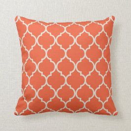 Celosia Orange und White Quatrefoil Muster Kissen