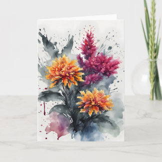 Celosia - Watercolor flowers Karte