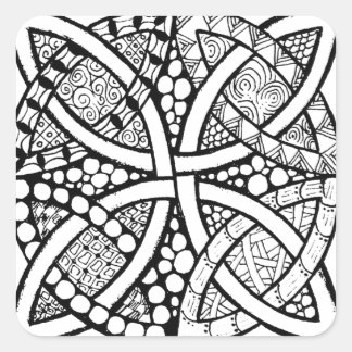 Celtc Knot Black and White Quadratischer Aufkleber