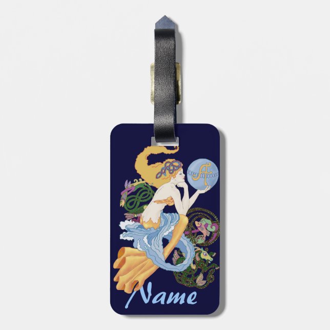 Celtic "A " für Wassermann-Meerjungfrau Gepäckanhänger (Rückseite vertikal)