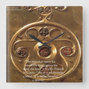Celtic Artifact & Proverb On Wall Clock Quadratische Wanduhr