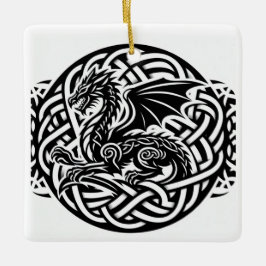 Celtic B&W Dragon Keramikornament