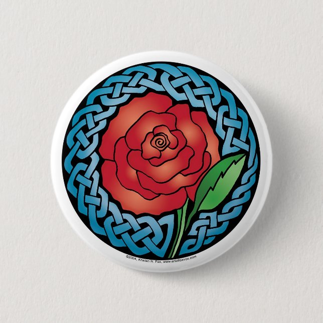 Celtic-beflecktes Glas-Rose Button (Vorderseite)