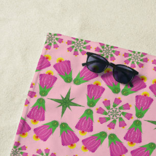 Celtic Bell Blume Mandalase Pink Beach Handtuch