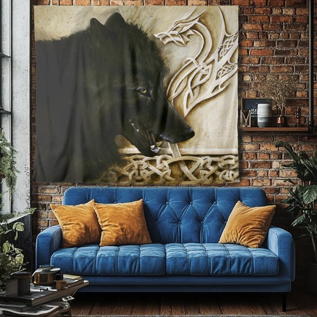 Celtic Black Wolf Wandteppich (Von Creator hochgeladen)