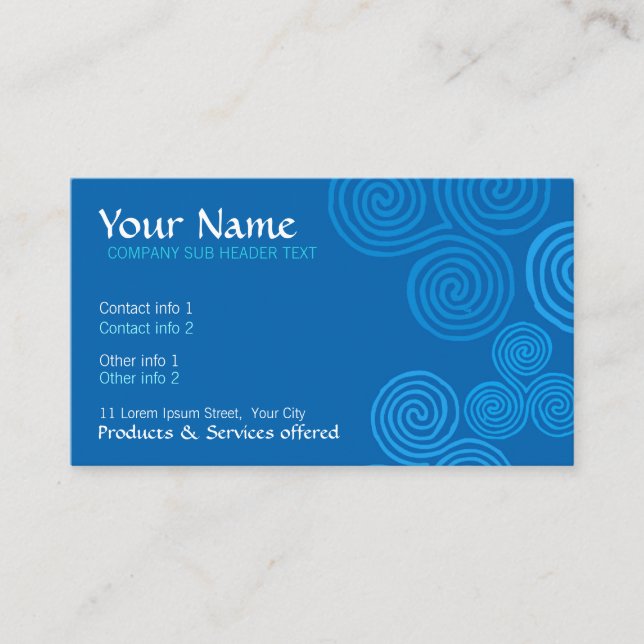 Celtic Blue Curl Swirl w-Logo-Visitenkarte Visitenkarte (Vorderseite)