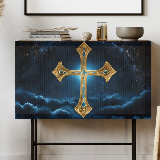 Celtic Blue und Gold Cross-Decodierung Seidenpapier (Von Creator hochgeladen)