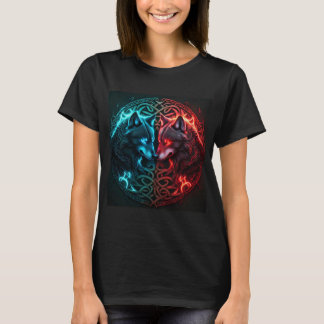 Celtic Blue und Red Wolf T-Shirt