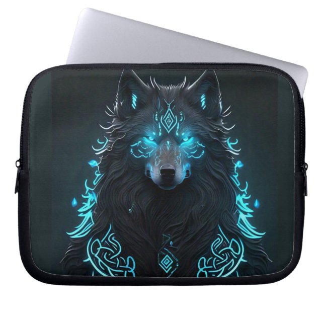 Celtic Blue Wolf Laptopschutzhülle (Vorderseite)