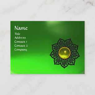 CELTIC BLUME YELLOW GEM MONOGRAM Emerald Green Visitenkarte