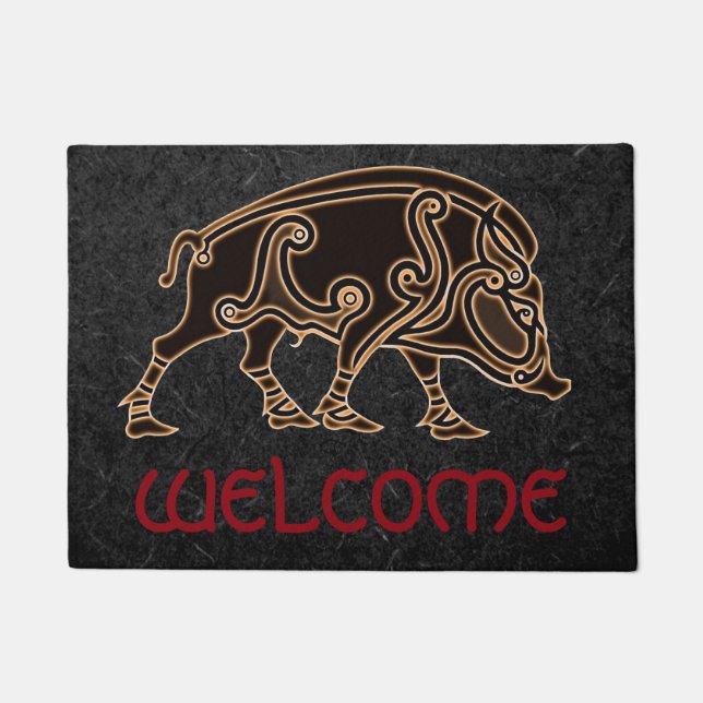 Celtic Boar Design 18" x 24" Door Mat Fußmatte (Vorderseite)
