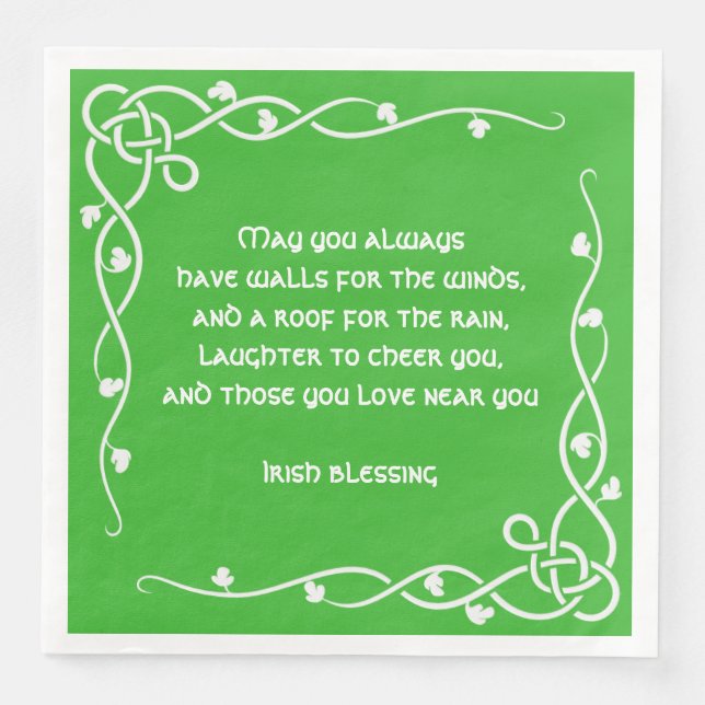 Celtic Braid - White and Green Irish Blessing #3 Serviette (Vorderseite)