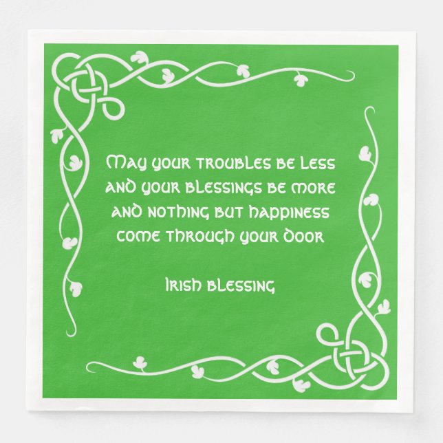 Celtic Braid - White and Green Irish Blessing #4 Serviette (Vorderseite)