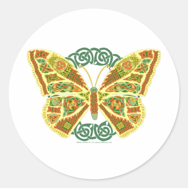 Celtic Butterfly Runder Aufkleber (Vorderseite)