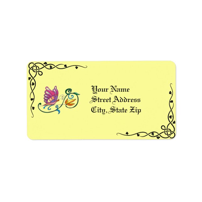 Celtic Butterfly & Vine Address Labels Adressaufkleber (Vorne)