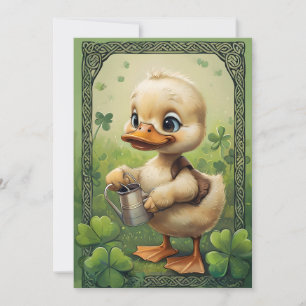 Celtic Charm: Duckling Watering Vier-Leaf Clovers Einladung