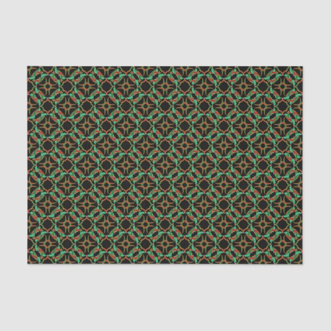 Celtic Christmas Holly Wreath Pattern Seidenpapier (Vorderseite)