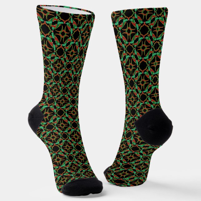 Celtic Christmas Holly Wreath Pattern Socken (Gewinkelt)