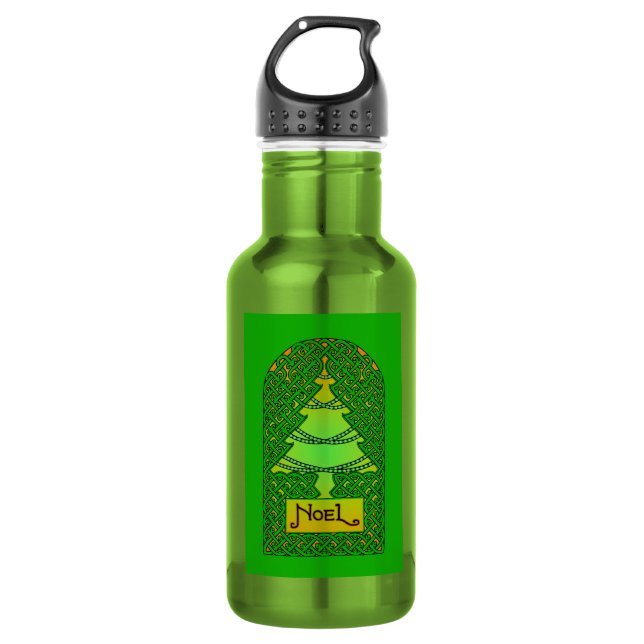 Celtic Christmas Tree - Green Edelstahlflasche (Vorderseite)