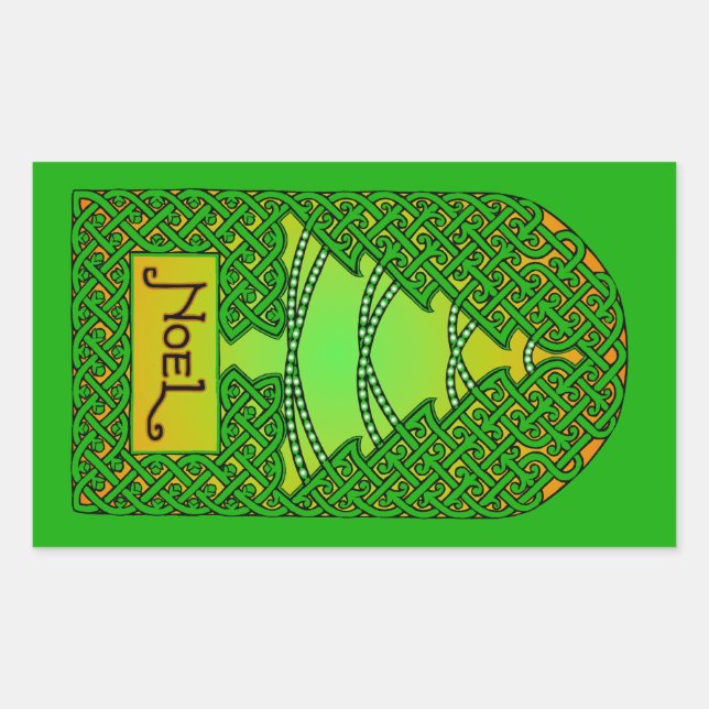 Celtic Christmas Tree - Green Rechteckiger Aufkleber (Vorderseite)