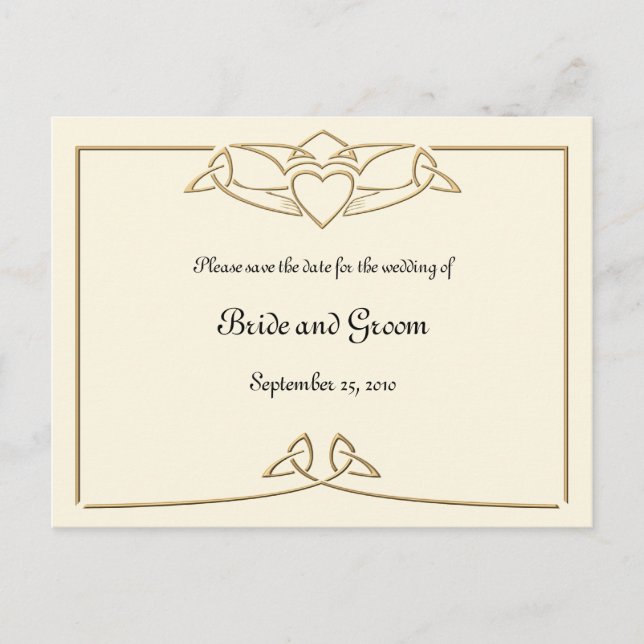 Celtic Claddagh Save the Date Postkarten (Vorderseite)