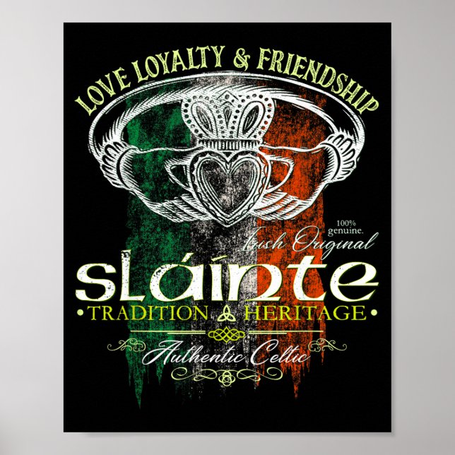 Celtic Claddagh Slainte Nge Irish Flag St. Patrick Poster (Vorne)