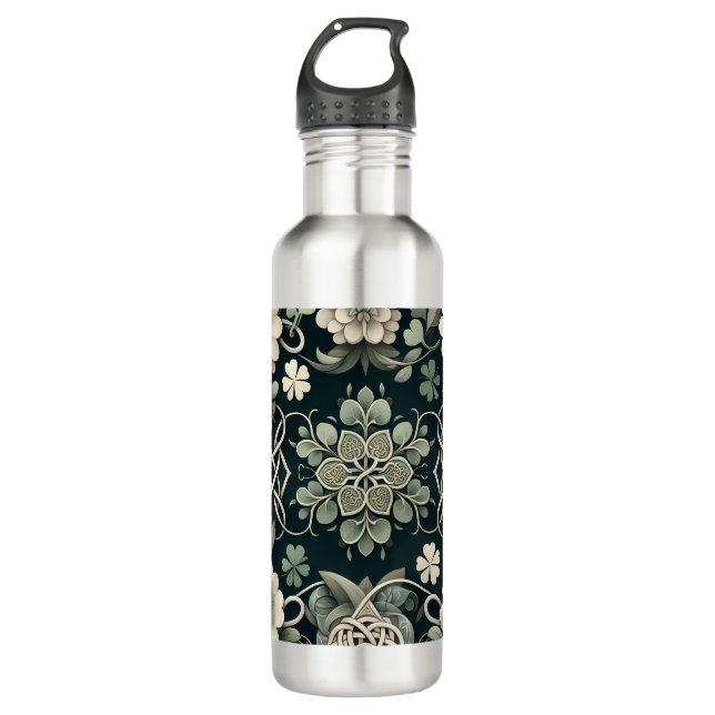 Celtic Clover Floral Charm Edelstahlflasche (Vorderseite)