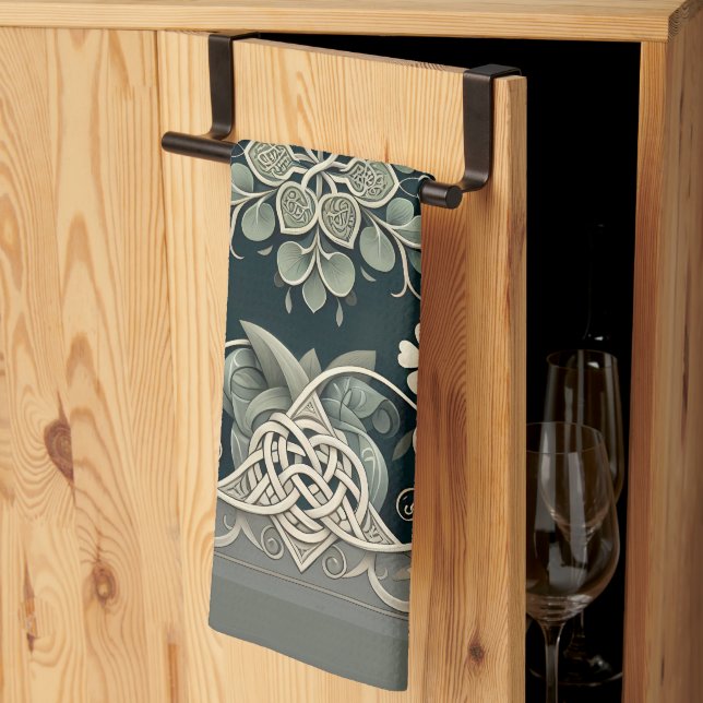 Celtic Clover Floral Charm Geschirrtuch (Drittel gefaltet)