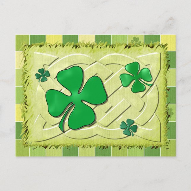 Celtic Clover Irish 3D Postkarte (Vorderseite)