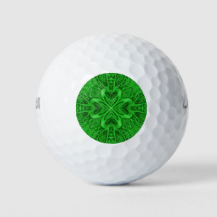 Celtic Clover Vintages grünes Fraktal Kaleidoskop Golfball