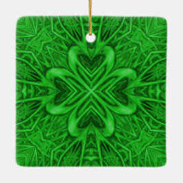 Celtic Clover Vintages grünes Fraktal Kaleidoskop Keramikornament