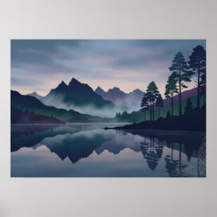 Celtic Corner Nebeliger Bergsee Schottische Kunst Poster